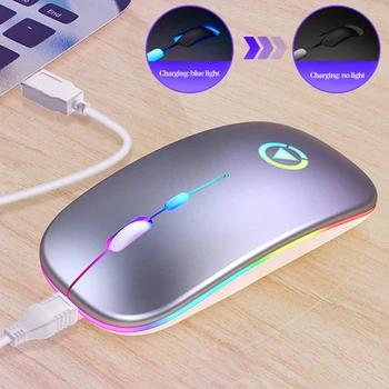 LED Apšvietimu Įkrovimo Silent Wireless Mouse USB Pelė Optinė Ergonomiška Žaidimų Pelė Desktop PC Nešiojamas Pelės