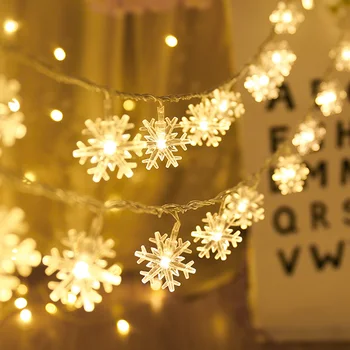 LED Girliandą Atostogų Snaigės String Pasakų Žibintai Baterija Kabantys Papuošalai Kalėdų Eglutė Šalies Namų Dekoro