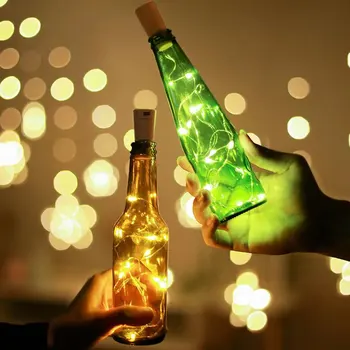 LED Girliandą Atostogų Vyno Butelis Pasakų Žibintai su Kamštienos Varinės Vielos String Žibintai Naujųjų Metų Šaliai Vestuvių Namų Puošybai