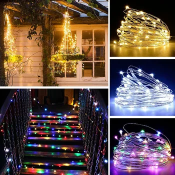 LED kalėdų šviesos eilutę miegamojo kambarį pasakų girliandą baterijos arba USB power sodo puošmena string žibintai 5/10/20m
