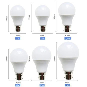 Led Lempa E14, B22, LED Lemputės 110V, 220V 230V 240V LED Lampada Bombilla 18W 15W 12W 9W 7W 5W 3W Šalta/Šilta Balta Lempos Blubs