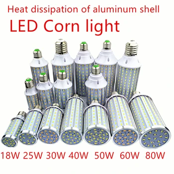 LED Lemputė Aliuminio korpuso lempos 18W25W30W40W50W 60W 80W 100W 220V E14 E26 E27 E39 E40 LED Kukurūzų šviesos lempą Cool Warm White