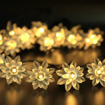 LED Lotus String Žibintai Apdailos 3/5/10M Kalėdų ir Naujųjų Metų Dekoratyvinių Lempų Baterija Flash Gėlių Girliandas USB Pasakų Šviesos