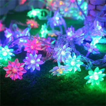 LED Lotus String Žibintai Apdailos 3/5/10M Kalėdų ir Naujųjų Metų Dekoratyvinių Lempų Baterija Flash Gėlių Girliandas USB Pasakų Šviesos