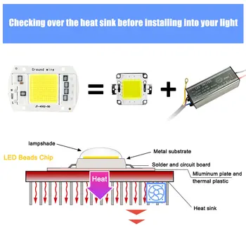 LED Lustas 10W 20W 30W 50W COB (Chip LED Lempa 220V 240V nereikia Vairuotojo Potvynių Šviesos Prožektorius Lampada 
