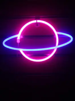 LED Neon Lempos Elipsinė planetos Formos Ženklas, Neoninės Šviesos Baterija Namų Dekoratyvinės Sienų Šviesos Šalis, patalpų Apšvietimas