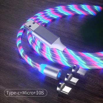 LED Teka Šviesos Magnetinis Micro USB C Mokestis Magnetinio Įkroviklio Laidą 