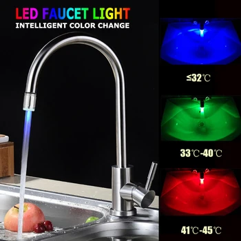 LED vandens maišytuvas šviesos diodų (led) 7 Spalvų Keitimas Švyti Dušo Bakstelėkite Galvos Slėgio Jutiklis, Vonios kambario Temperatūros Virtuvės Reikmenys
