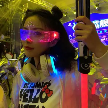 LED Šviečiantys Akiniai Futuristinis Elektroninis Skydelis Stiklų Šviesos Iki Akinius Prop Helovinas Šalis Festivalis KTV Veiklos Baras