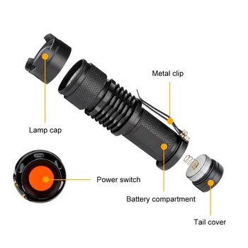 LED Žibintuvėlį, Fakelą Q5 LED 14500 / AA Lempos 3 Rūšių Nešiojamų Zoom Lauko Kempingas Žibintuvėlis atsparus Vandeniui LED Mini Taktinis Žibintų