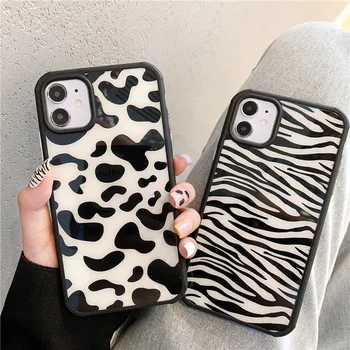 Leopardas Spausdinti Pieno Karvė Zebra Juostele Telefono dėklas Skirtas iPhone 12 11 Pro Max Mini XR X XS 7 8 Plus SE 2020 Sunku Galinį Dangtelį