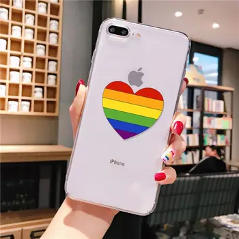 Lesbiečių LGBT Vaivorykštė Pasididžiavimas Spalvingas Mielas Telefono dėklas skirtas iphone 11 12 Pro XS MAX XR 8 7 6 6S Plus X 5 5S SE