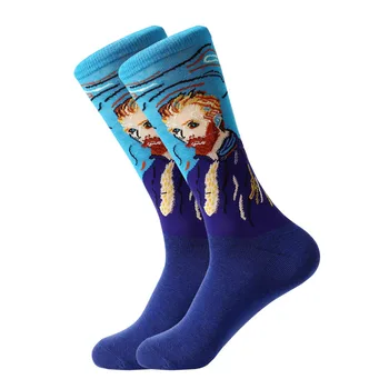 LETSBUY 1 pora moterų retro meno kojinės medvilnės trumpos kojinės aliejaus tapybai patern mens juokingas kojines kūrybos stiliaus pavasarį, rudenį kojinių