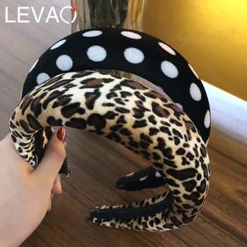 Levao Storo Aksomo Leopard Moterų Kaspinai Reikmenys, Plaukų Juostos Dot Spausdinti Platus Galvos Apdangalai, Aksomo, Geometrinis Hairbands
