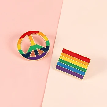 LGBT Dizaino Vaivorykštė Širdies Emalio Smeigtukai Kūrybos Pasididžiavimas Vėliava Taikos Ženklas Pin Drabužius Atvartas Emblemos Sagė Draugystė, Papuošalai, Dovanos