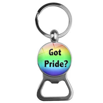 LGBT Gėjų Vaivorykštės Alaus Butelio Atidarytuvas Keychain Stiklo Cabochon Key Chain Mados Juvelyrika Priedai