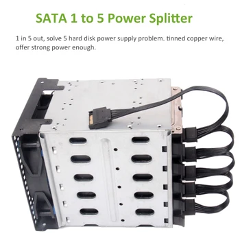 Lingable SATA 15Pin 1 iki 5 SATA 15Pin Kietojo Disko Maitinimo šaltinis Splitter Cable Laidą 