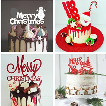 Linksmų Kalėdų Akrilo Tortas Topper Sniego Raidžių Akrilo Cupcake Topper Už Kalėdos Grupė Kalėdų Pyragas Papuošalai 2019