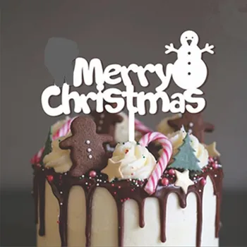 Linksmų Kalėdų Akrilo Tortas Topper Sniego Raidžių Akrilo Cupcake Topper Už Kalėdos Grupė Kalėdų Pyragas Papuošalai 2019