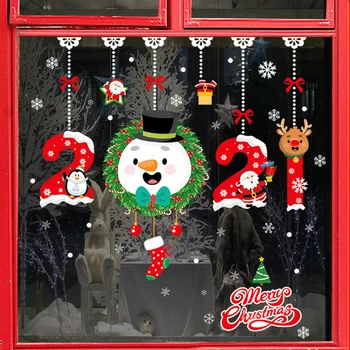 Linksmų Kalėdų Papuošalų Už Namų Sienų, Langų Lipdukai Santa Lipdukai Navidad Kalėdos 2020 Papuošalai Naujųjų Metų Dekoras Stiklo Lipdukas