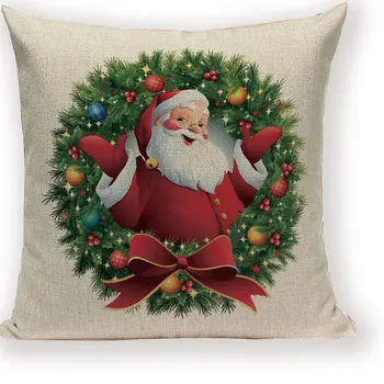 Linksmų Kalėdų Senelio Happy Christmas Tree Lino Sofa-Lova Dekoratyviniai Vestuvių Dekoravimas Gimtadienio Mesti Pagalvės Užvalkalą
