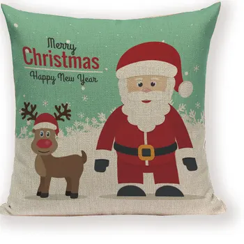 Linksmų Kalėdų Senelio Happy Christmas Tree Lino Sofa-Lova Dekoratyviniai Vestuvių Dekoravimas Gimtadienio Mesti Pagalvės Užvalkalą