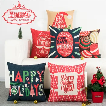 Linksmų Kalėdų Šventė stiliaus pagalvė pagalvėlės dangtis atveju laimingų naujųjų metų Juosmens Pagalvę Office Užvalkalas už sofos automobilių apdailos