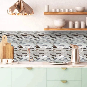 Lipni mozaikos virtuvės sienos backsplash vonios vandeniui dekoratyviniai lipdukai plytelės