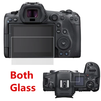 Lipnios Grūdintas Stiklas Pagrindinis LCD + Top Info Peties Screen Protector Cover Guard Canon EOS R5 Veidrodžio Kameros