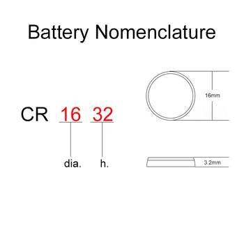 Ličio Mygtuką Monetos Elementų Baterijų CR1632 - 3V Žiūrėti Baterija CR 1632