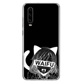 Liūdna, Anime Estetikos Senpai Padengti Telefoną Atveju Huawei P40 30 P20 Mate 30 20 10 Pro P10 Lite P Smart Z + 2019 Coque 