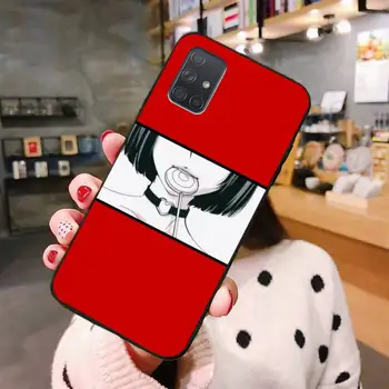 Liūdna japonų Anime įspūdį, estetinis Minkštos juoda Telefono dėklas Samsung A10 A20 A30 A40 A50 A70 A80 A71 A91 A51 A6 A8 2018