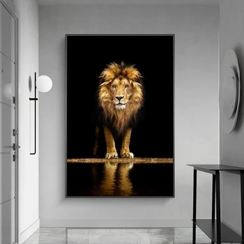 Liūtas-Tamsiai Drobė Menas, Plakatų Ir grafikos Gyvūnų Sienos Meno Dekoratyvinis Nuotraukas Afrikos Liūtas Drobės Tapybos Namų Sienų Dekoras