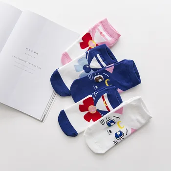 LJIQQ 5 poras moterų kojinės mielas Sailor Moon animacinių filmų kojinės puikus medvilnės kawaii naujas mados mergina kojinės mielas laimingas kojinės