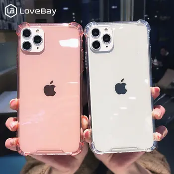 Lovebay atsparus smūgiams Bamperis Skaidrus Silikoninis Telefono dėklas Skirtas iPhone 11 Pro 7 8 6S Plus SE 2020 X XR XS Max TPU apsauginis Dangtis