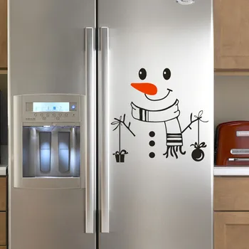 Lovely Christmas Snowman Šaldytuvas Lipdukas Laimingas, Skanus Virtuvės Sienų Lipdukai Lango Lipdukas Baldai Lipdukas #JN