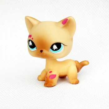 LPS KATĖ Retų gyvūnų pet shop žaislai stovi originalus trumpų plaukų cat #816 senas realaus geltona katytė pav žaislai vaikams