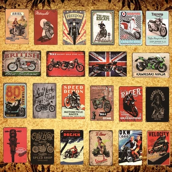 [Luckyaboy] Retro Motociklų Metalo Alavo Ženklai Plakatas Derliaus Pub Home Viešbutis, Baras, Klubas, Kavinė, Parduotuvė Dekoro AL020