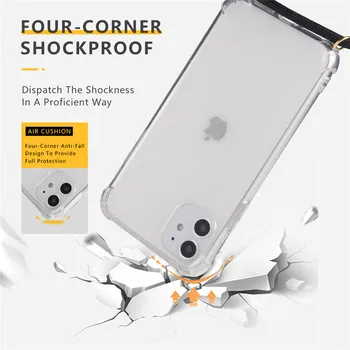 Lujosa carcasa transparente para telefono, apykaklės cruzado con cordones y cuerda para iphone 6 6S 7 8 Plus X XR XS 11 Pro Max