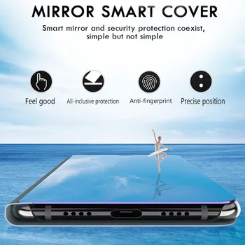 Luxury Smart Veidrodis, Flip Case For Xiaomi Mi 10T Pro Lite 10 T Šviesos Xiomi Mi10T 5G Stovi Magnetinio Aiškiai Matyti, Telefono Dangtelį Coque