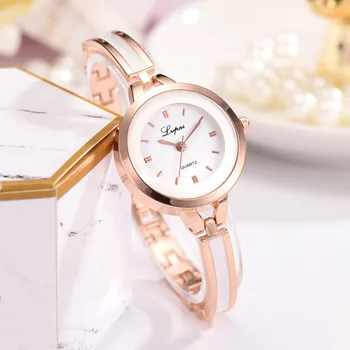 Lvpai Rose Gold Kvarco Žiūrėti Moterų Laikrodis Prabangos Prekės Nerūdijančio plieno Apyrankė laikrodžiai Ponios Suknelė Laikrodžiai relogio