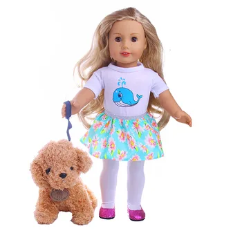 Lėlės Drabužių+3 Spalvų Minkštas Pliušinis Žaislas Šuo Su Dubenį Nustatyti 18 Colių American Doll&43 Cm Born Lėlės Gamybos Baby Girl Žaislas