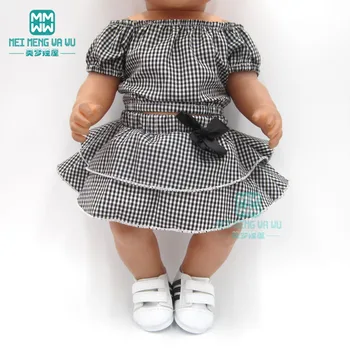 Lėlės drabužių 43cm baby new born lėlės ir amerikiečių lėlės Mėlyna atsitiktinis pledas sijonas rinkinys