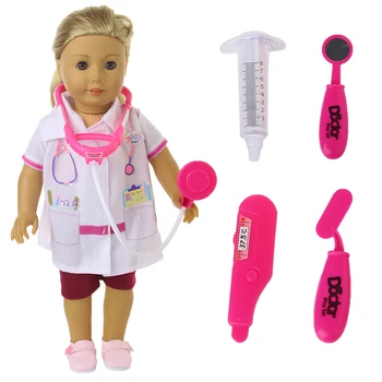 Lėlės Drabužių Priedai, Gydytojas, Slaugytoja, Vienodų Drabužių+Žaislų, Medicinos Įrangos Pritaikymas 18 Colių American Doll & 43 Cm Kūdikių Lėlė Mergaitė