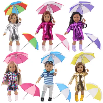 Lėlės Skėtis Priedai Vaivorykštės Spalvų Mini Skėtis Tinka 18 Colių American Doll & 43 Cm, Naujas Gimęs Kūdikis Lėlė Mergaitė Gimtadienis Žaislas