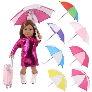 Lėlės Skėtis Priedai Vaivorykštės Spalvų Mini Skėtis Tinka 18 Colių American Doll & 43 Cm, Naujas Gimęs Kūdikis Lėlė Mergaitė Gimtadienis Žaislas