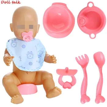 Lėlės, Stalo įrankiai Pieno Butelis+Šaukštas+Spenelių+Vakarienė Plokštės Imituojamas Keturias 18 Colių American Doll&43cm Baby Doll Priedai