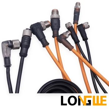 M12 3 4 5 8 smeigtukai PVC PUR LED Vandeniui jutiklio kabelio jungtis A Tipo lizdas plug 2m LONGWE