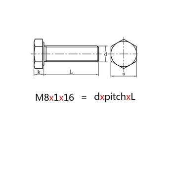M8 M10 DIN933 Plonus Siūlus Hex Varžtai 8.8 Klasės ir Didelio Stiprumo Bauda Dantų Išorinis Šešiakampis Varžtas Varžtai