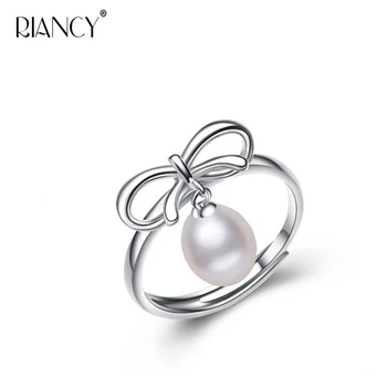 Madinga Gėlo vandens black pearl ring moterų gamtos perlas su 925 sterlingas sidabro vestuvinis žiedas papuošalai geriausia vestuvių dovana